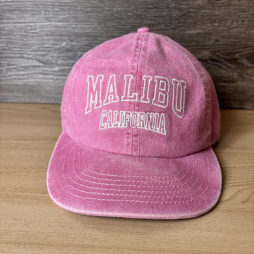 Malibu California Hat Cap Snap Back Womens Pink Solid One Size Baseball
